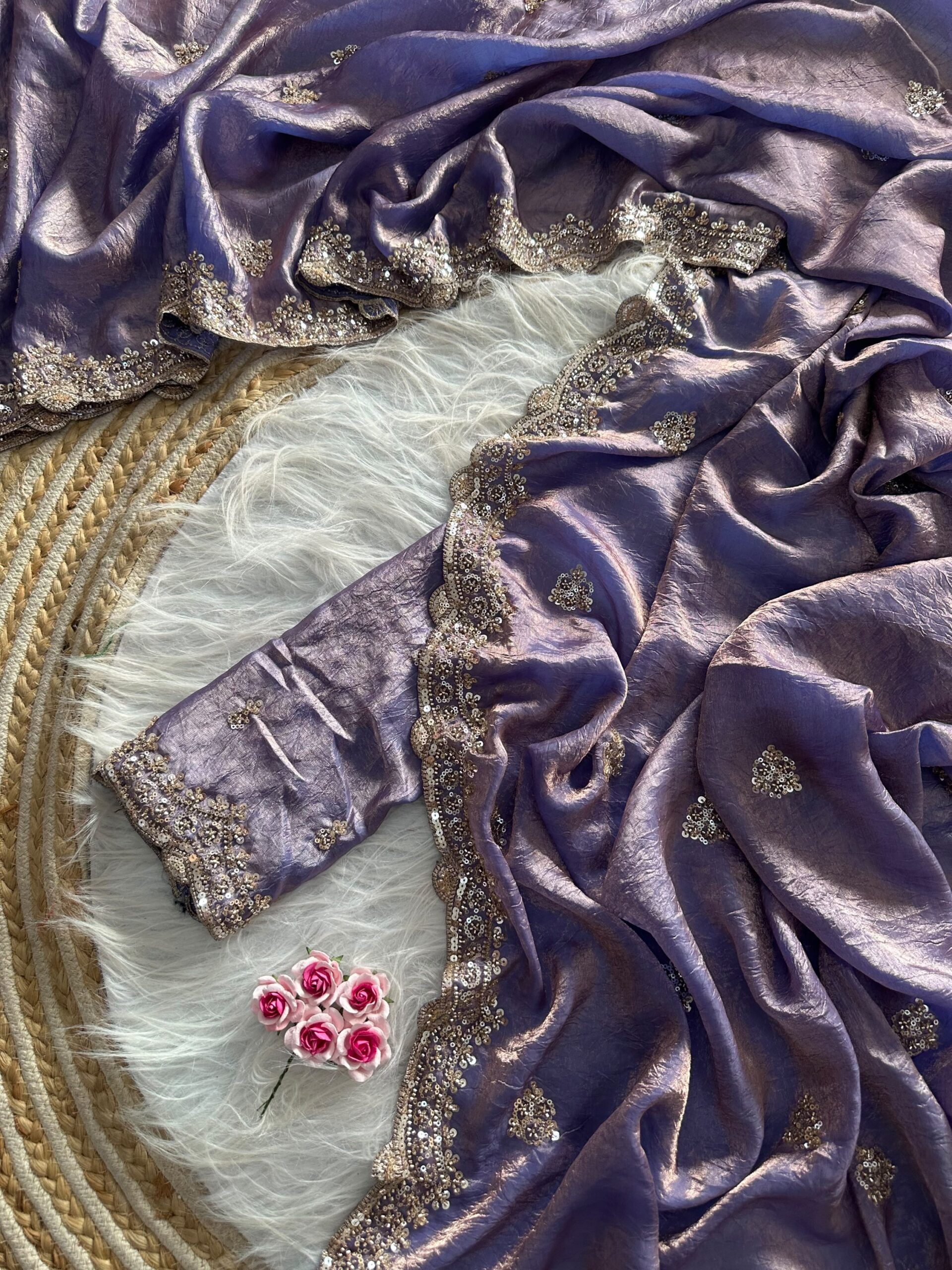 Designer Embroidered Saree in Fendy Silk (8 colors) - Image 18