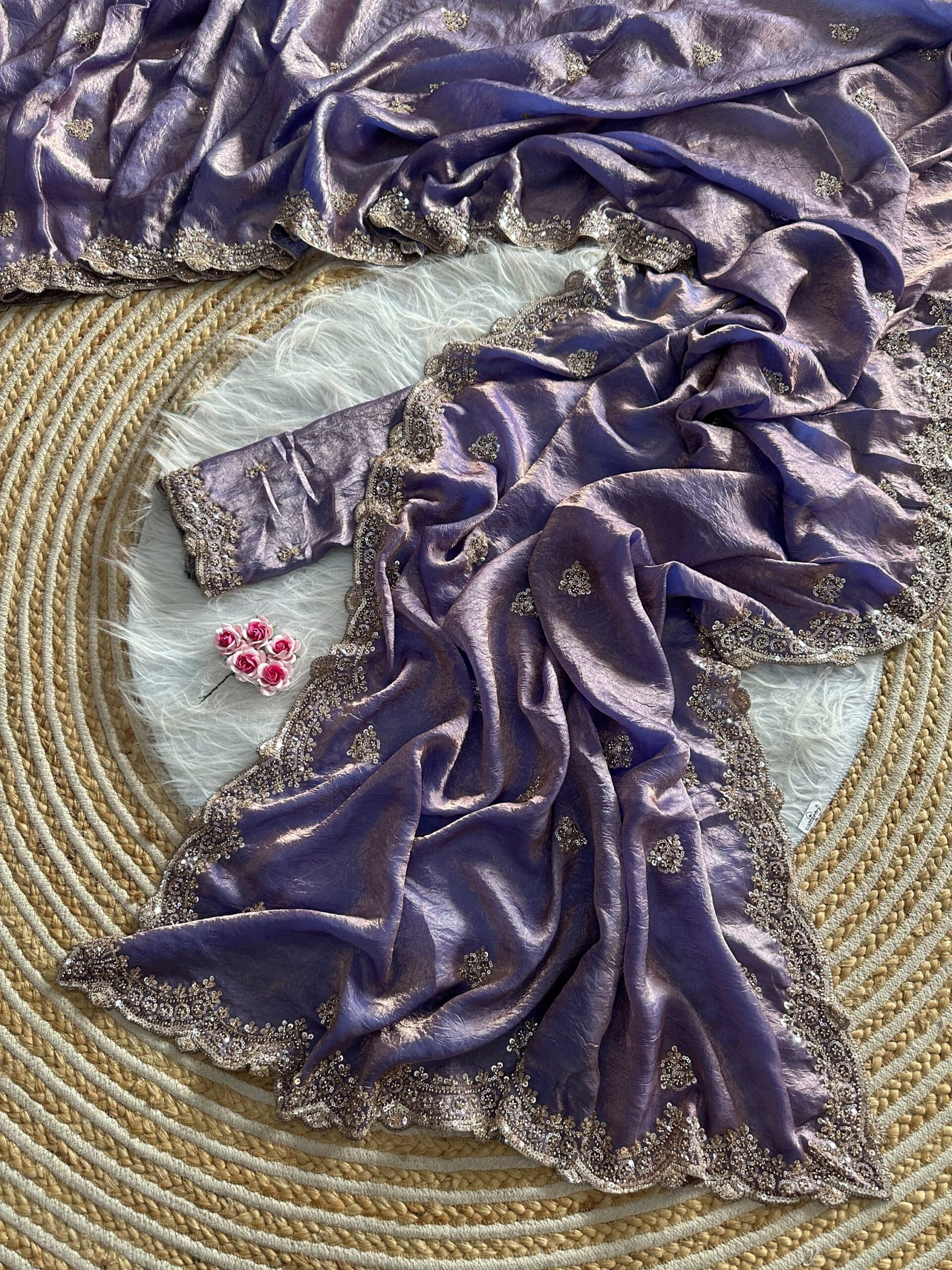 Designer Embroidered Saree in Fendy Silk (8 colors) - Image 20