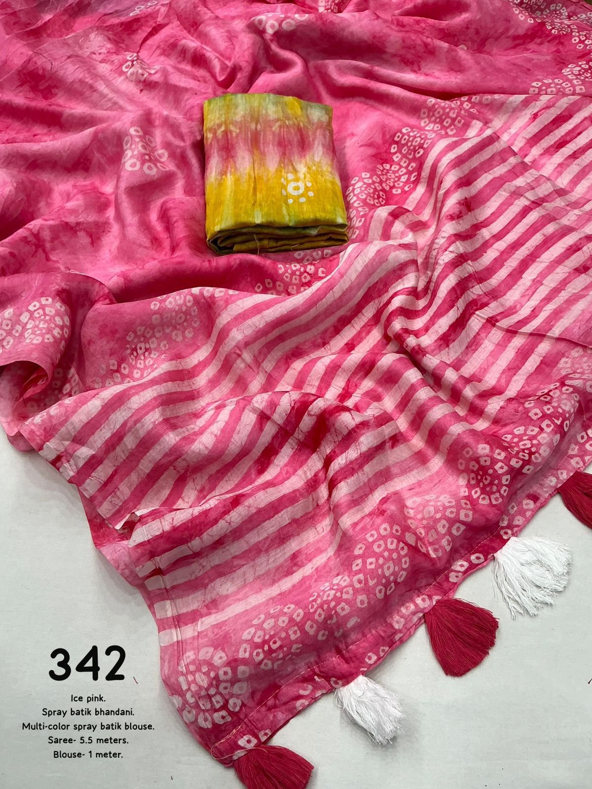 Handmade Batik Bandhani Saree - Image 12
