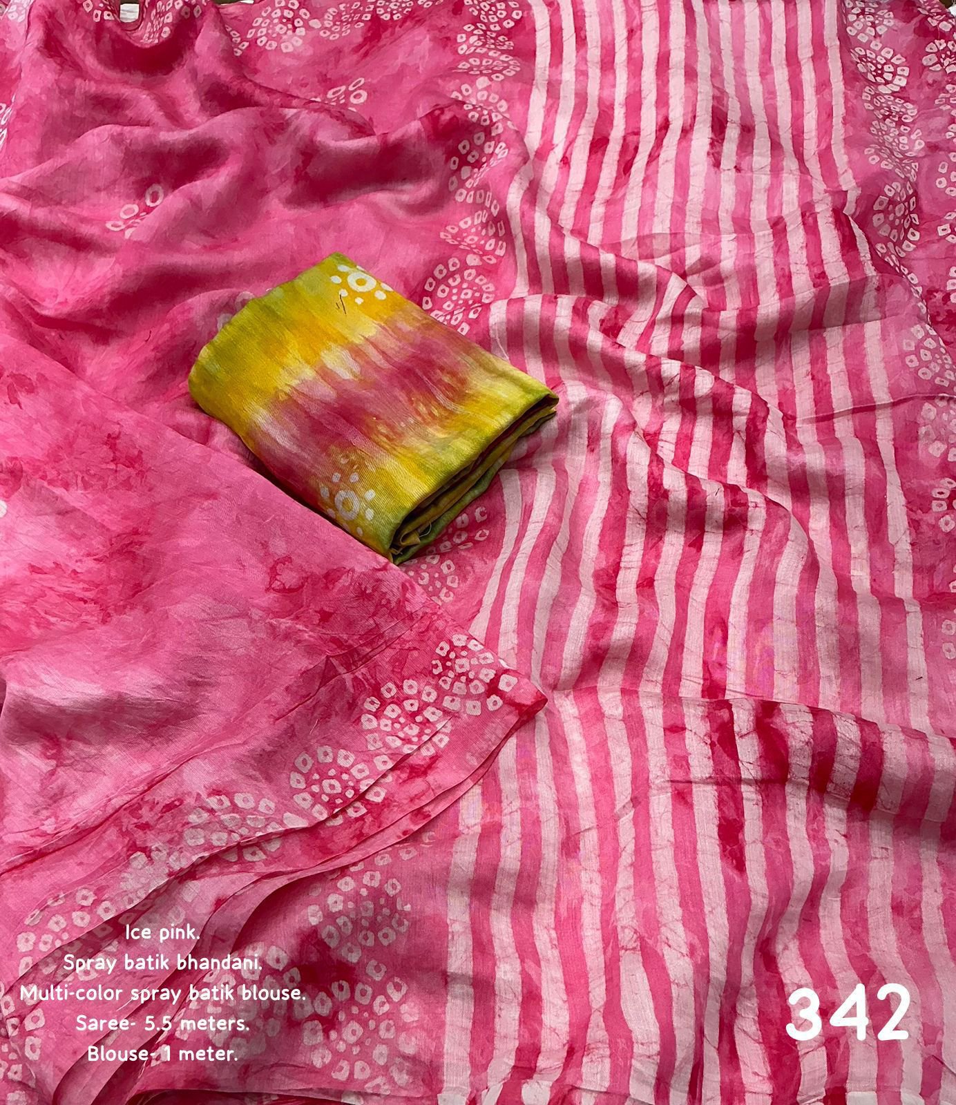 Handmade Batik Bandhani Saree - Image 11