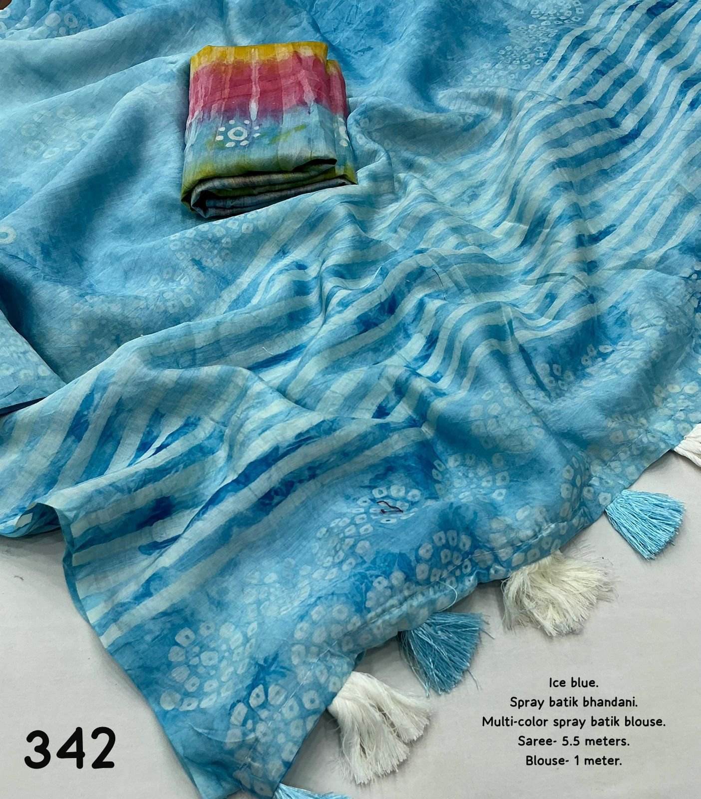Handmade Batik Bandhani Saree - Image 6
