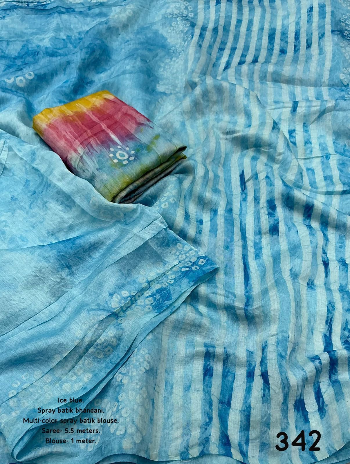 Handmade Batik Bandhani Saree - Image 5
