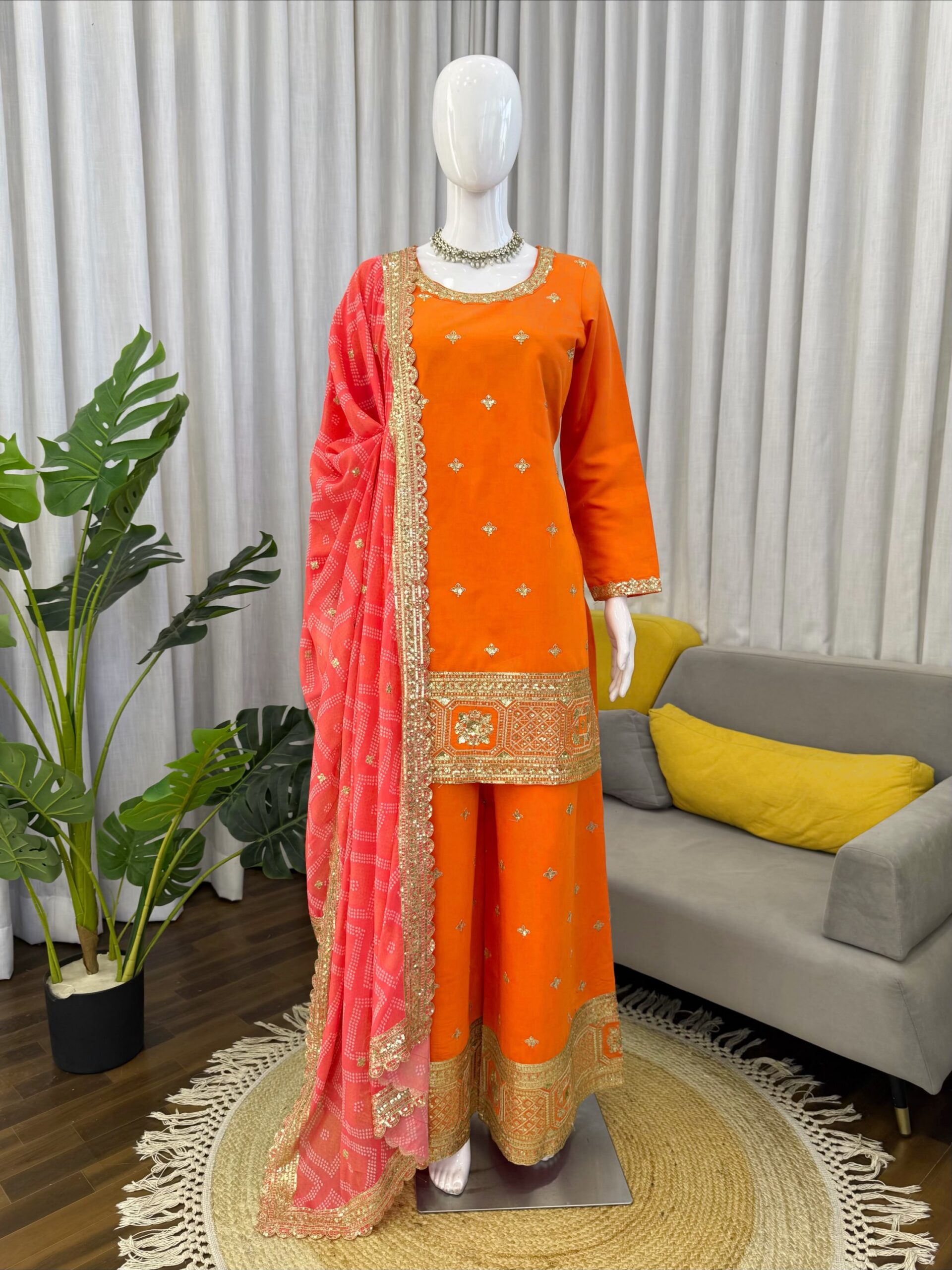 Designer Embroidered Palazzo Set - Image 9