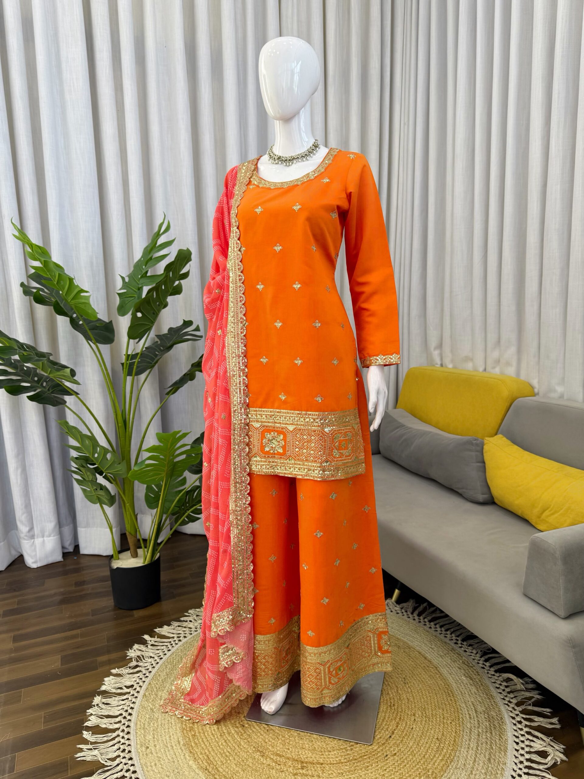 Designer Embroidered Palazzo Set - Image 8