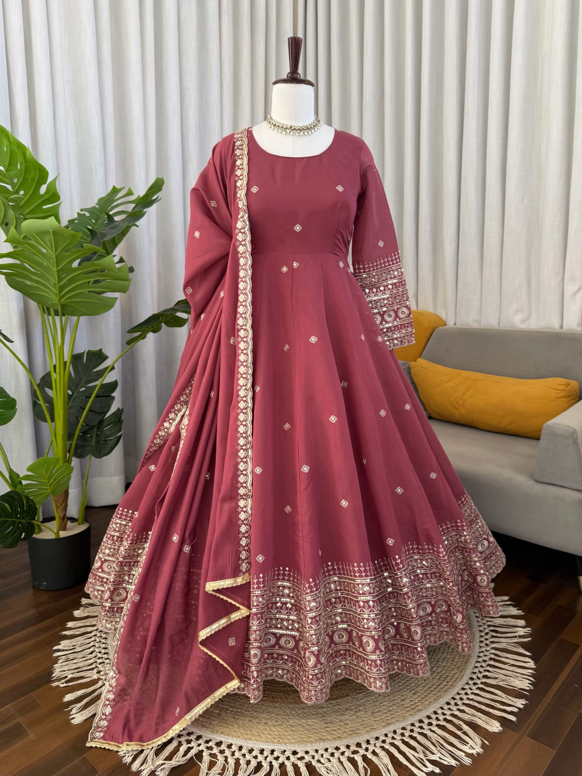 Designer Gown with Pant Set - Image 4