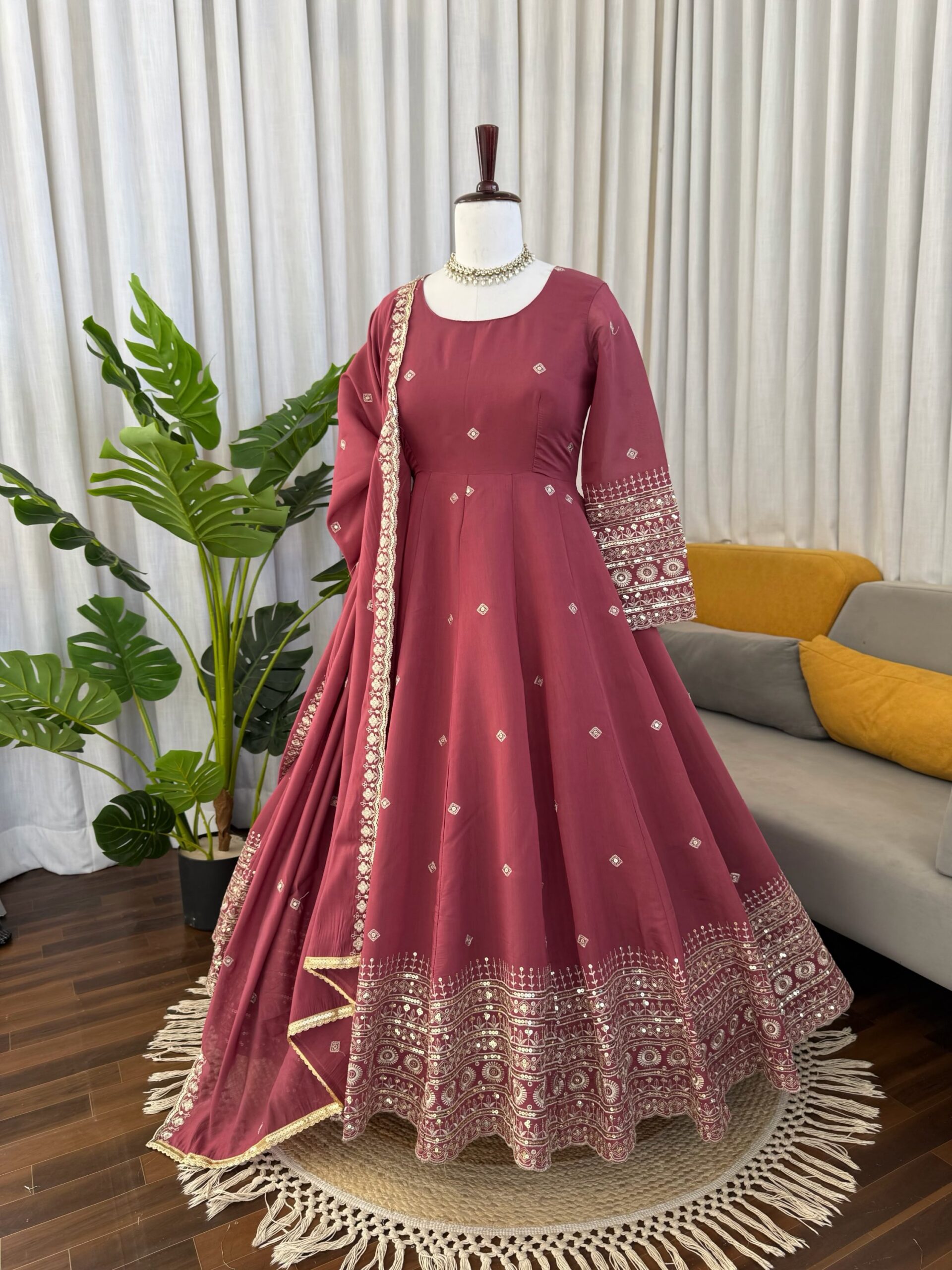Designer Gown with Pant Set - Image 3