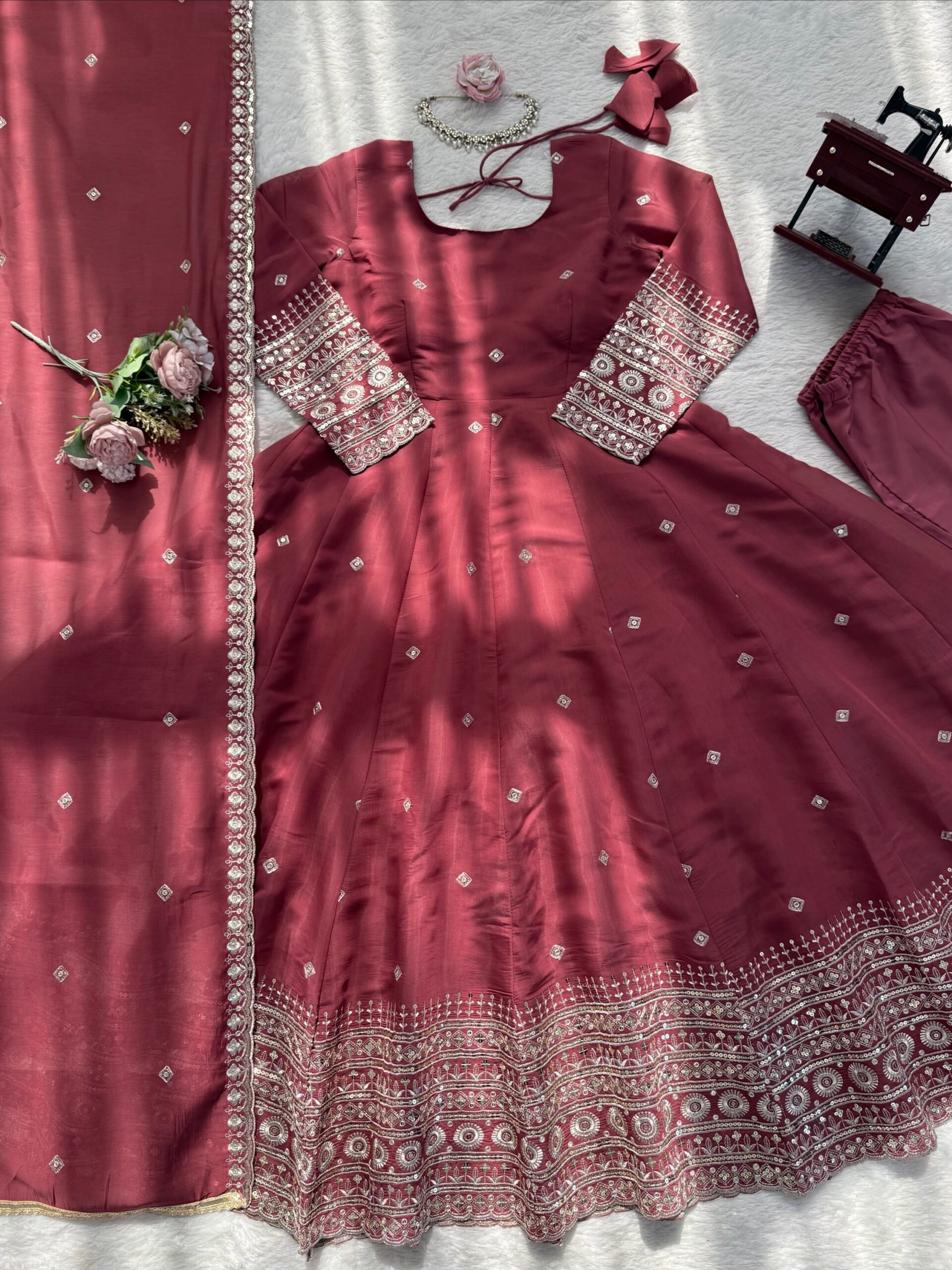 Designer Gown with Pant Set - Image 7