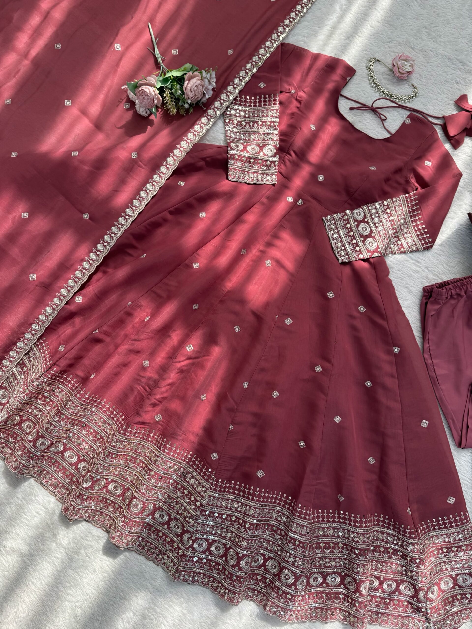 Designer Gown with Pant Set - Image 12