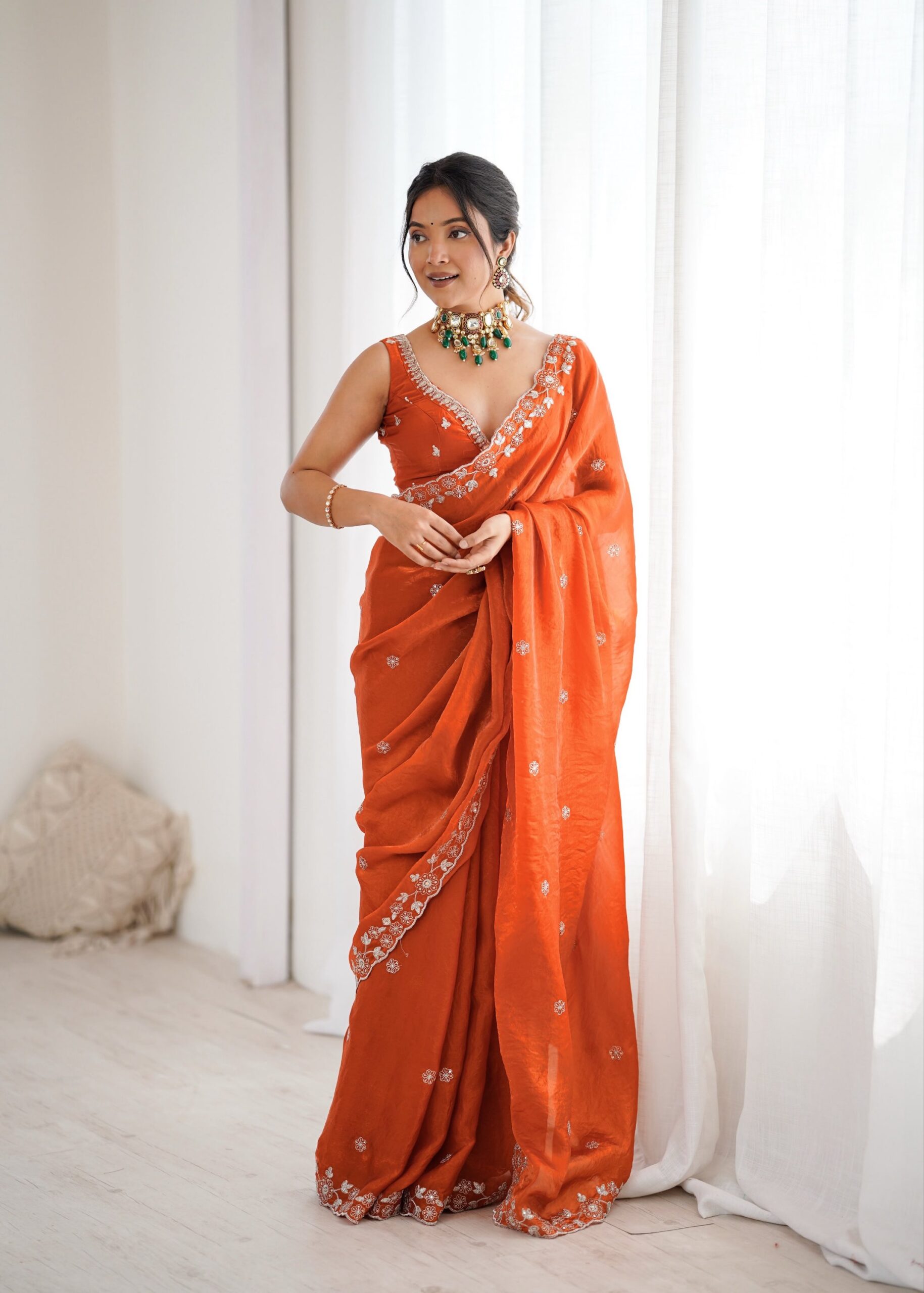Designer Embroidered Saree - Image 7