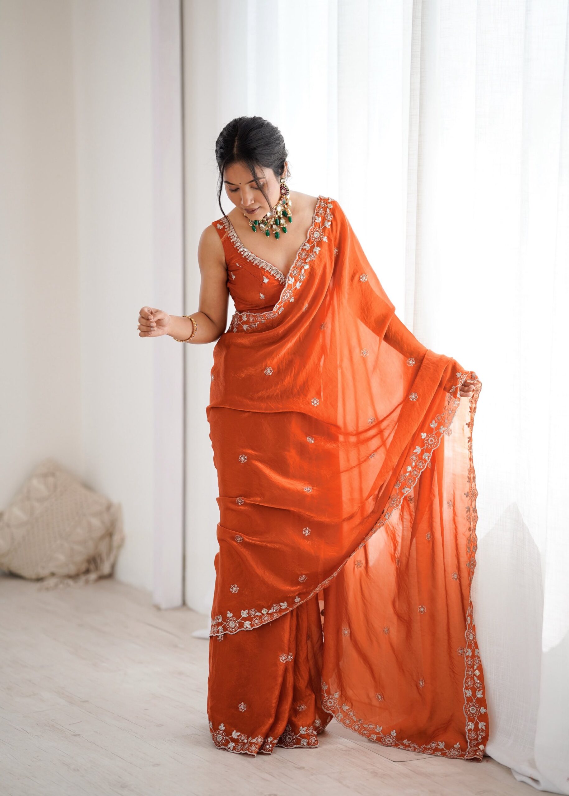 Designer Embroidered Saree - Image 4