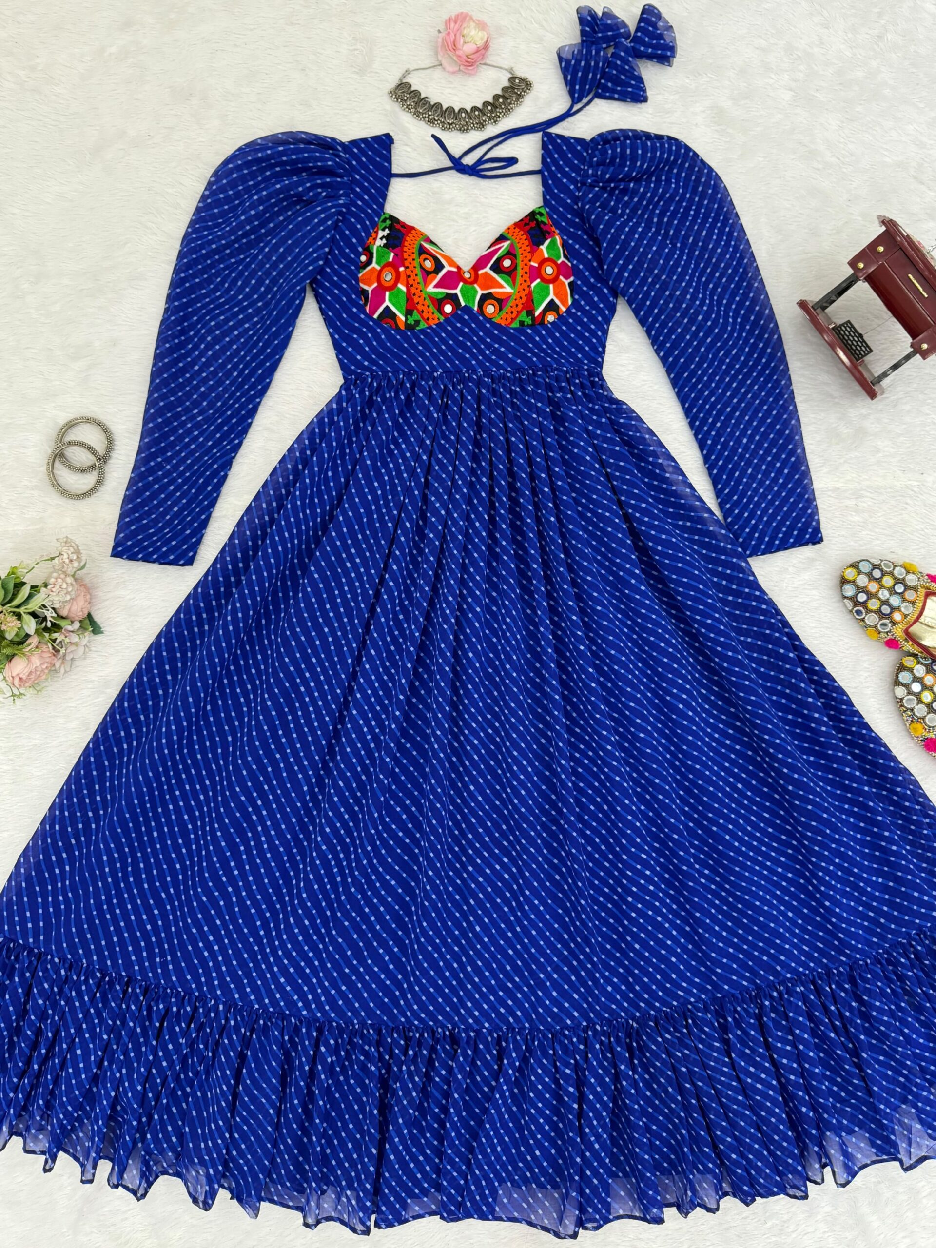 Navratri Special Patch Work Bandhani Kurti - Image 11