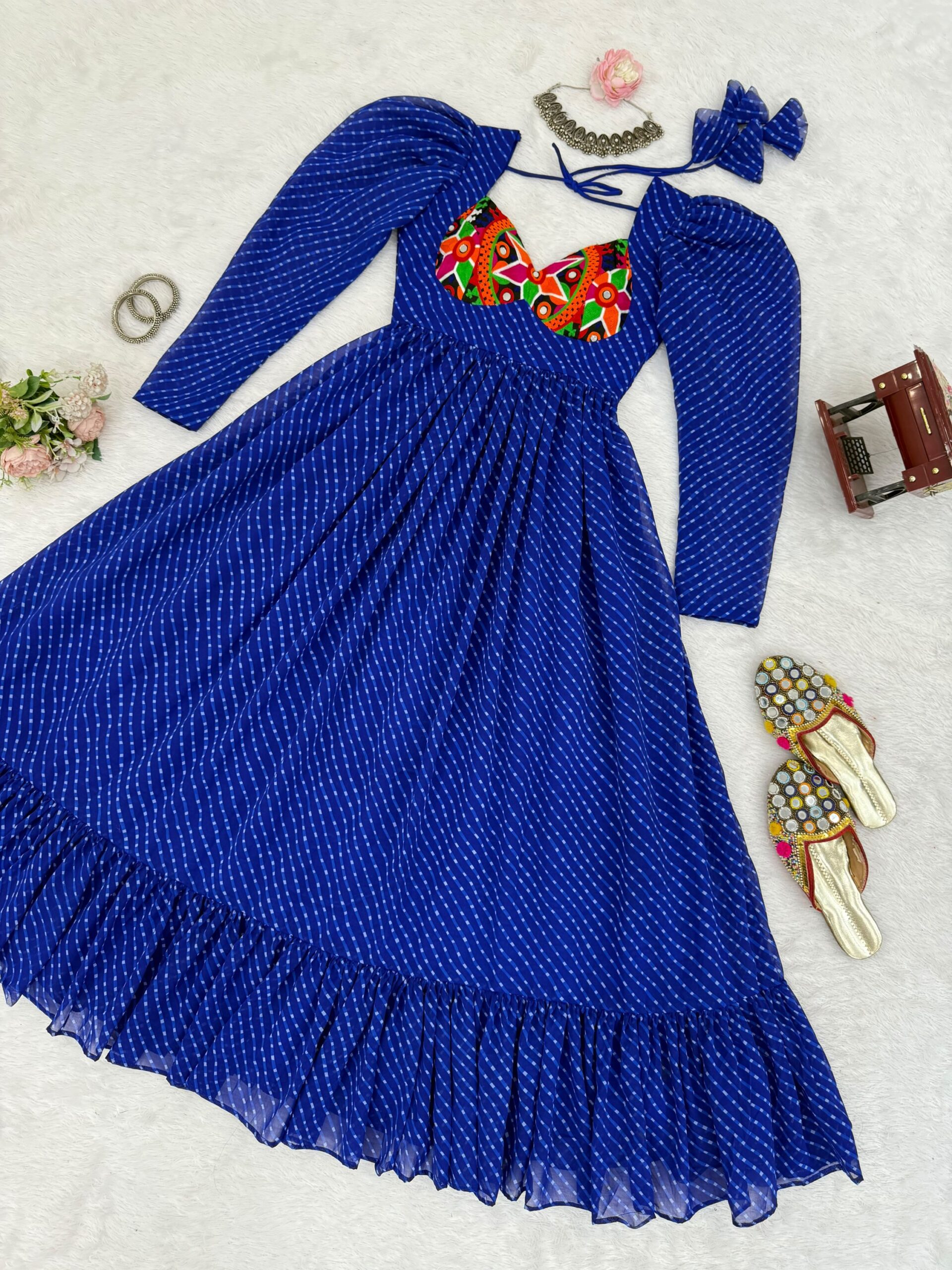 Navratri Special Patch Work Bandhani Kurti - Image 13