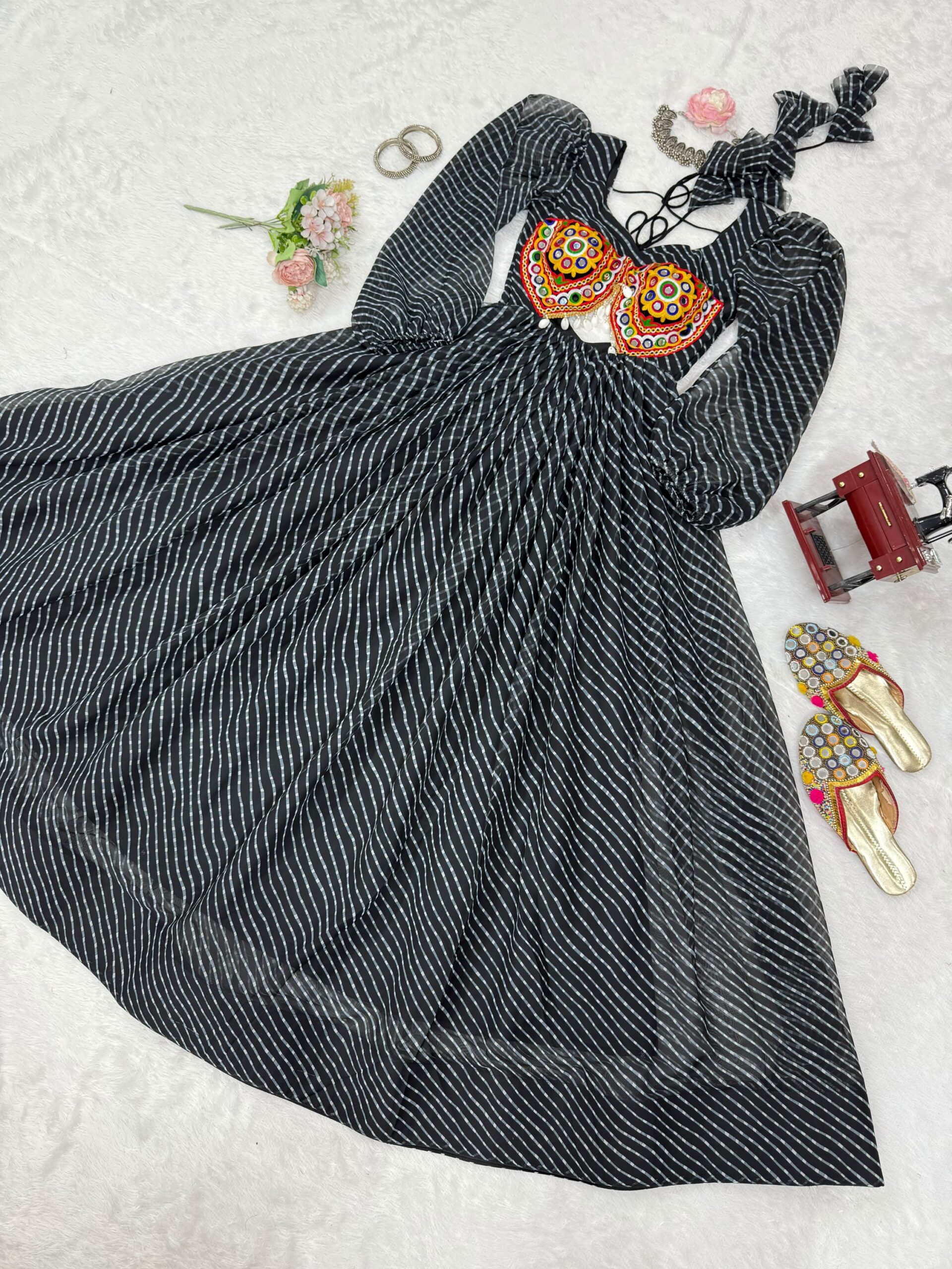 Navratri Special Patch Work Bandhani Kurti - Image 24
