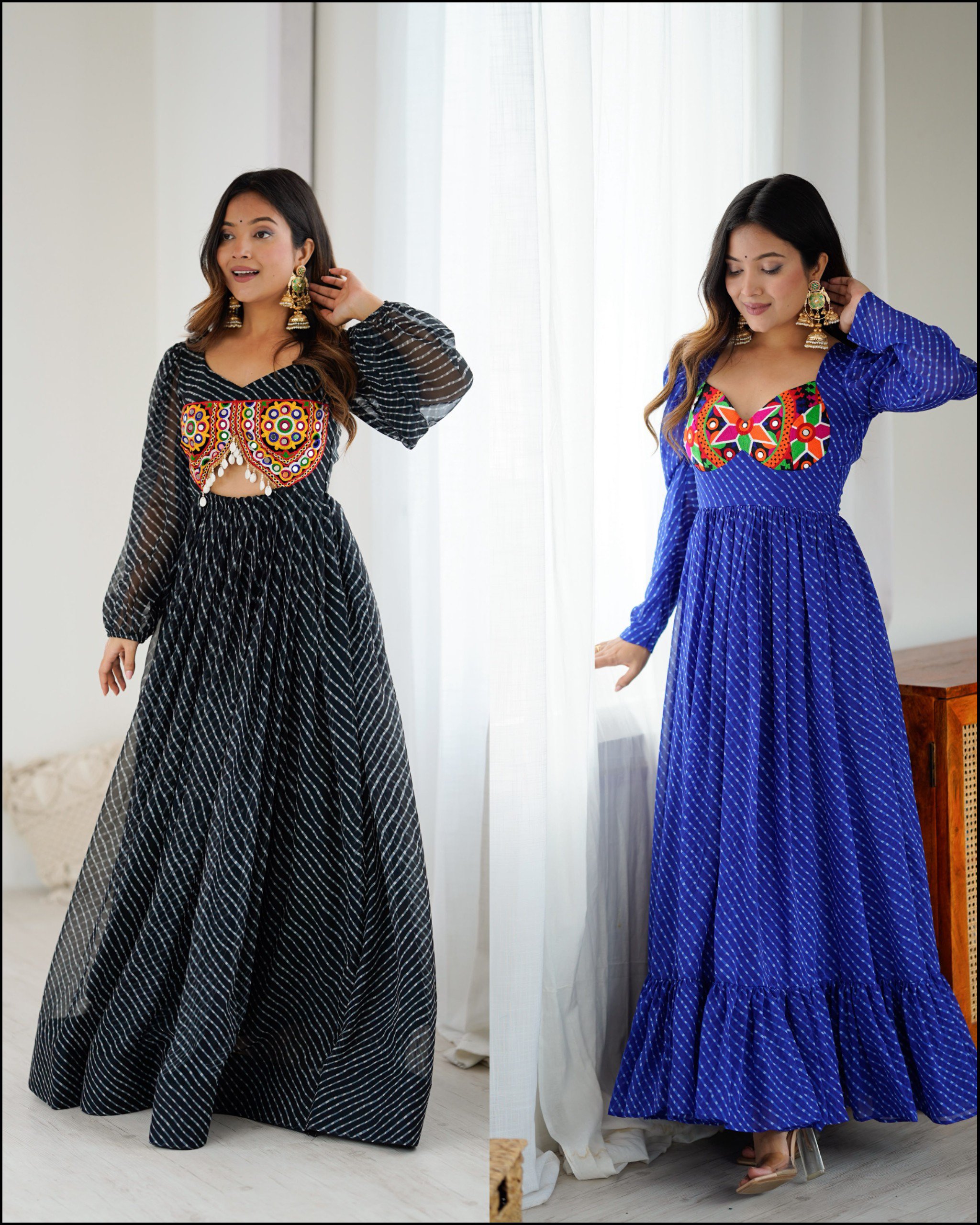 Navratri Special Patch Work Bandhani Kurti