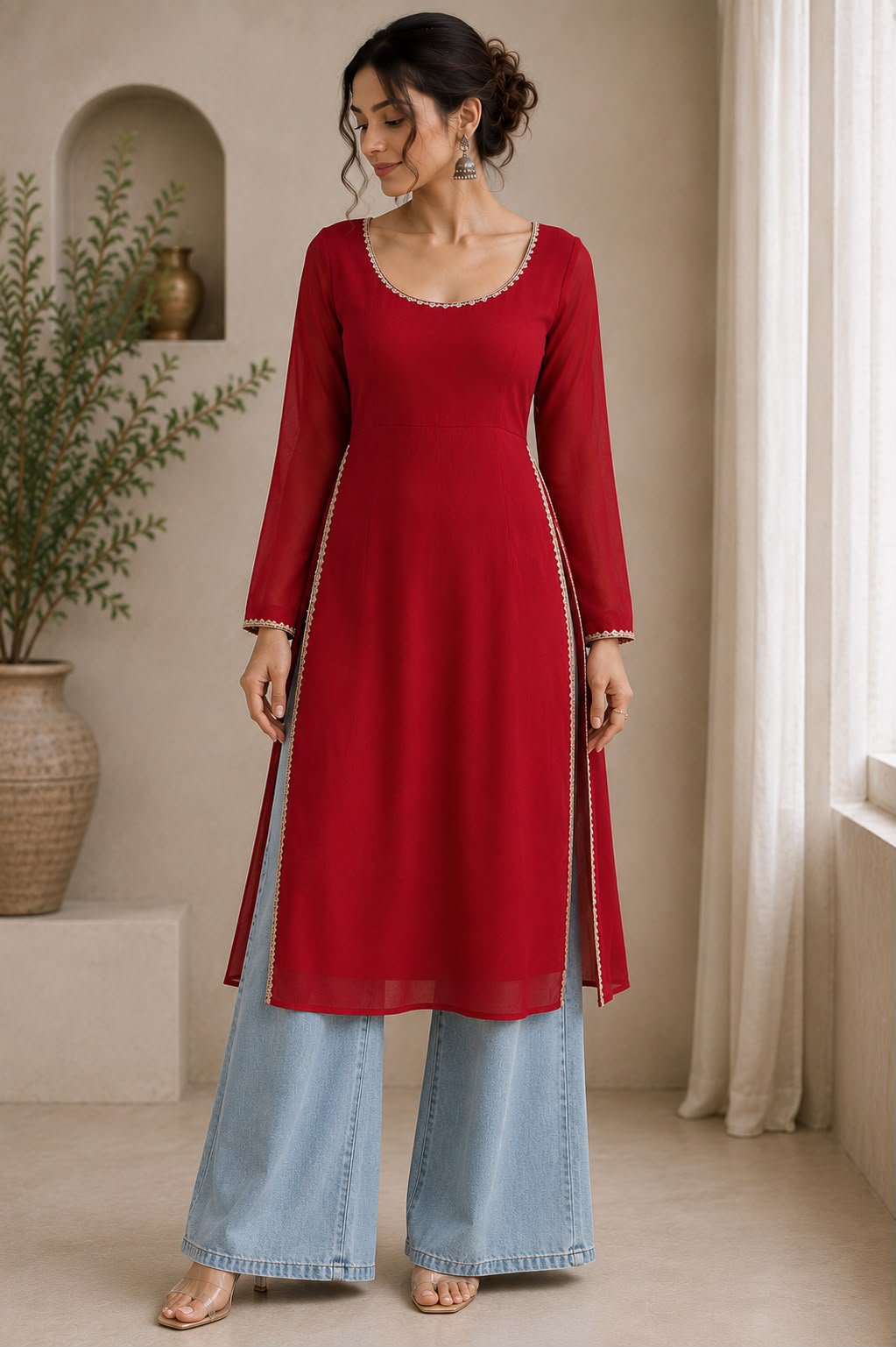 Corset-Style Kurti with Lace Work