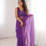 Shimmering Thread & Sequins Net Saree