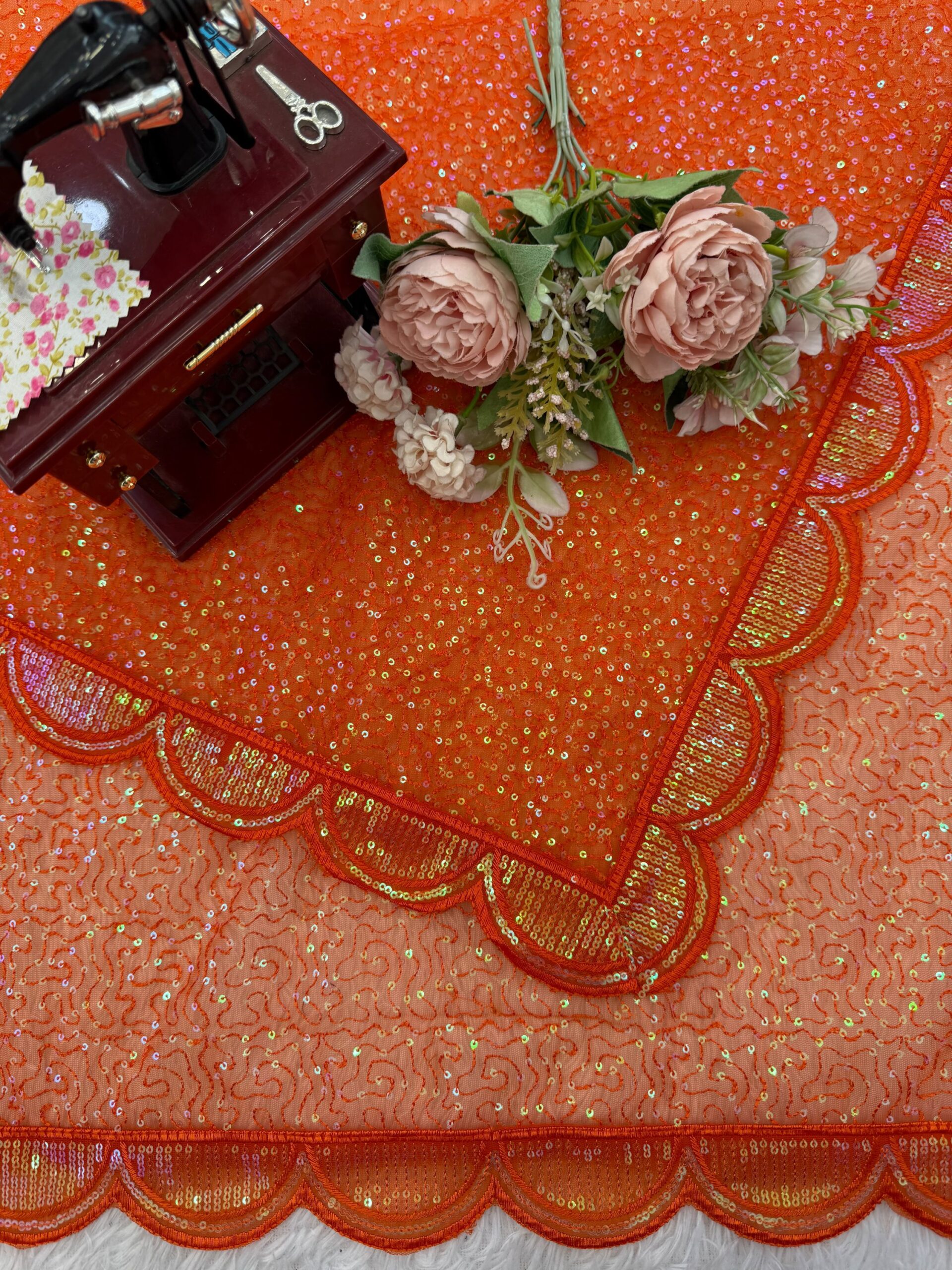 Shimmering Thread & Sequins Net Saree - Image 49
