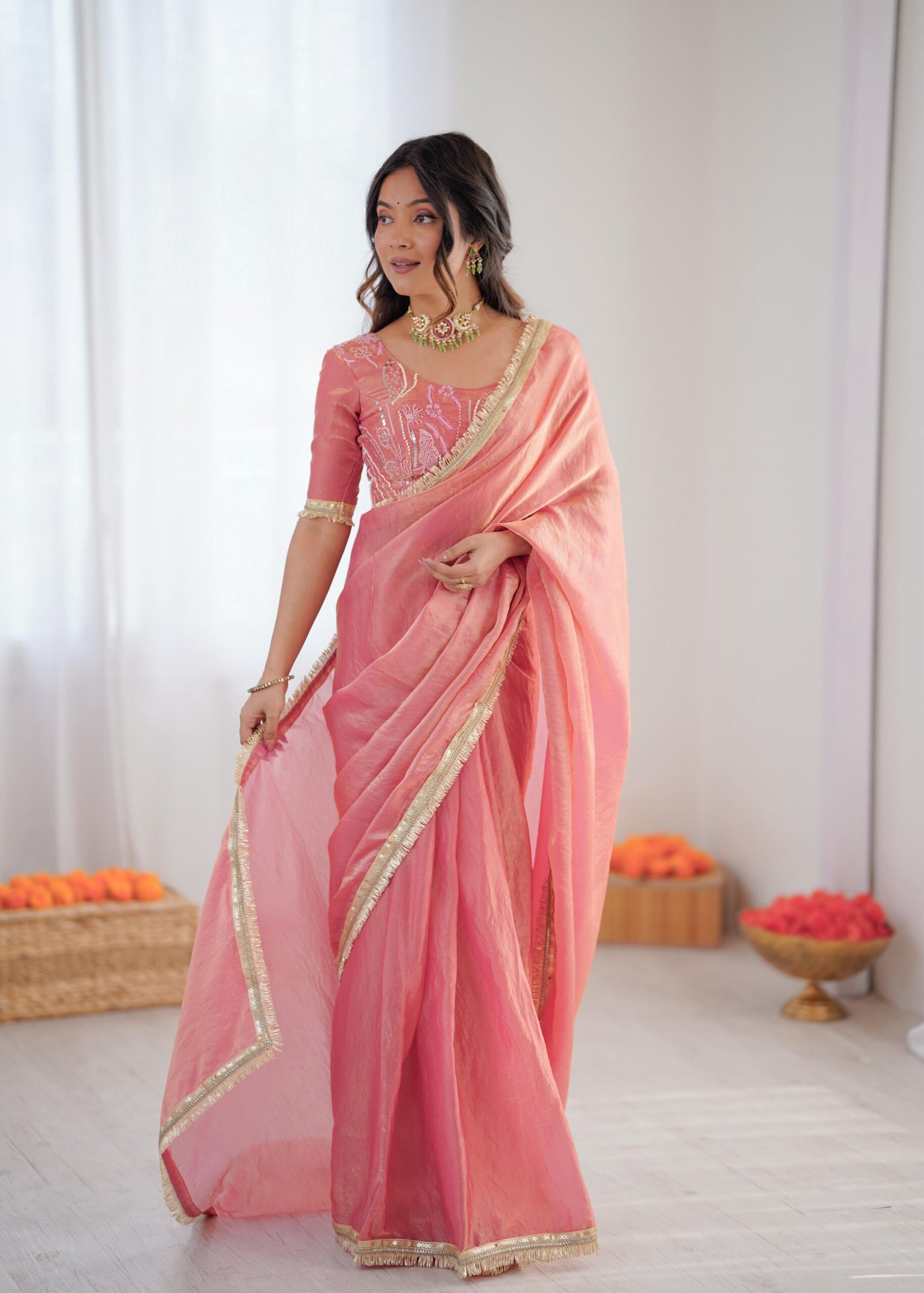 Regal Fendi Silk Ready to Wear Saree - Image 8