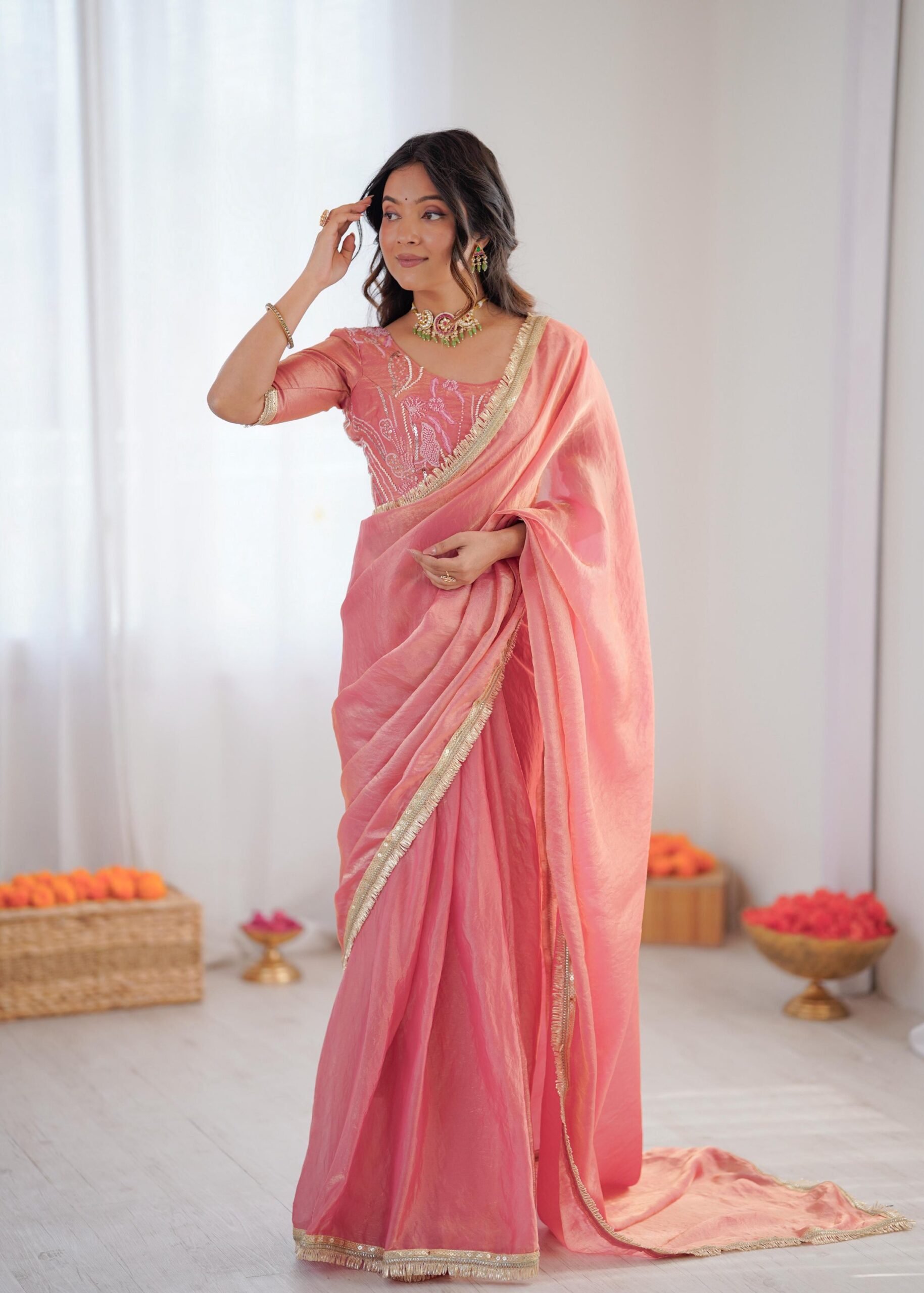 Regal Fendi Silk Ready to Wear Saree - Image 5