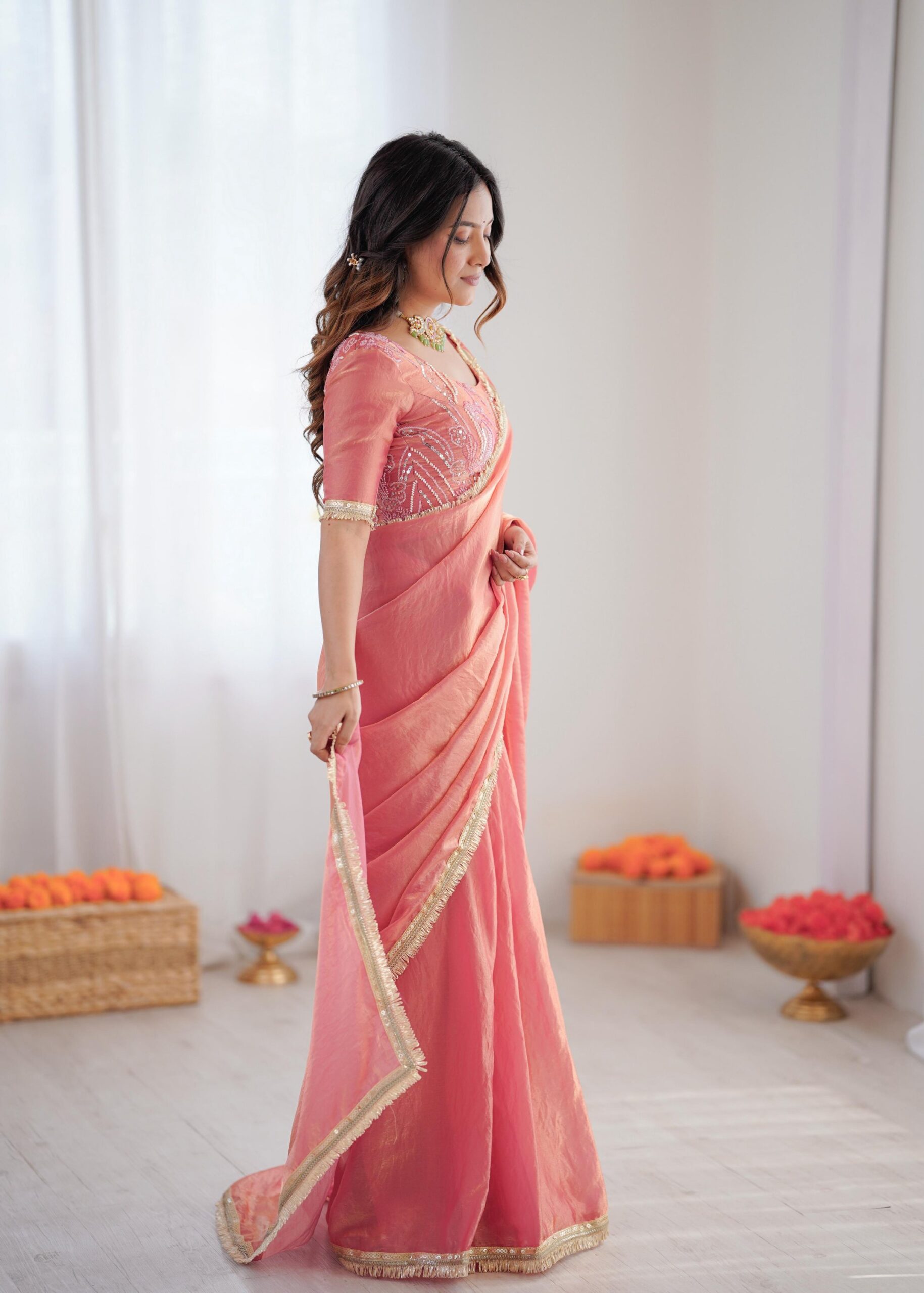 Regal Fendi Silk Ready to Wear Saree - Image 4
