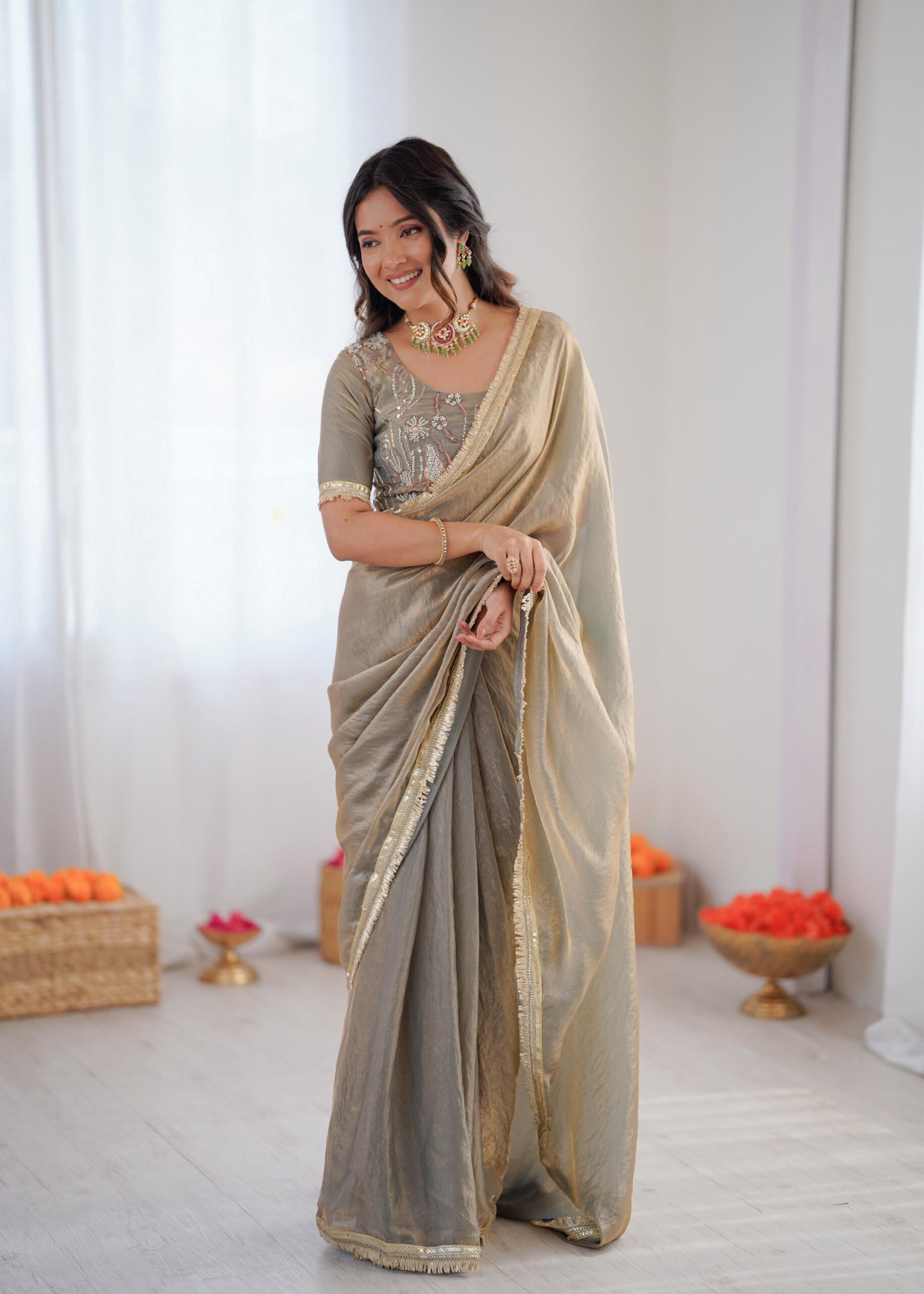 Regal Fendi Silk Ready to Wear Saree - Image 14
