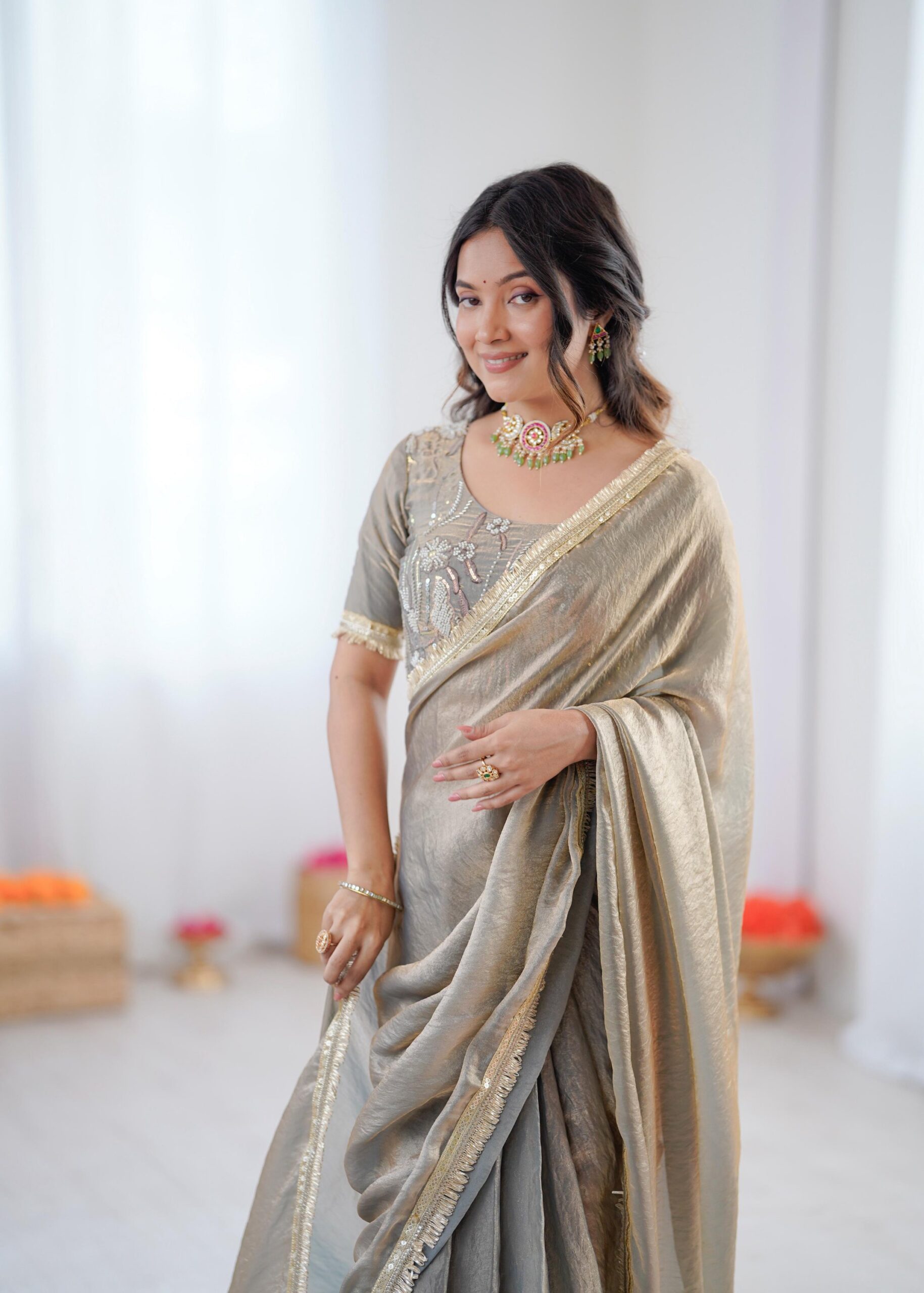 Regal Fendi Silk Ready to Wear Saree - Image 12