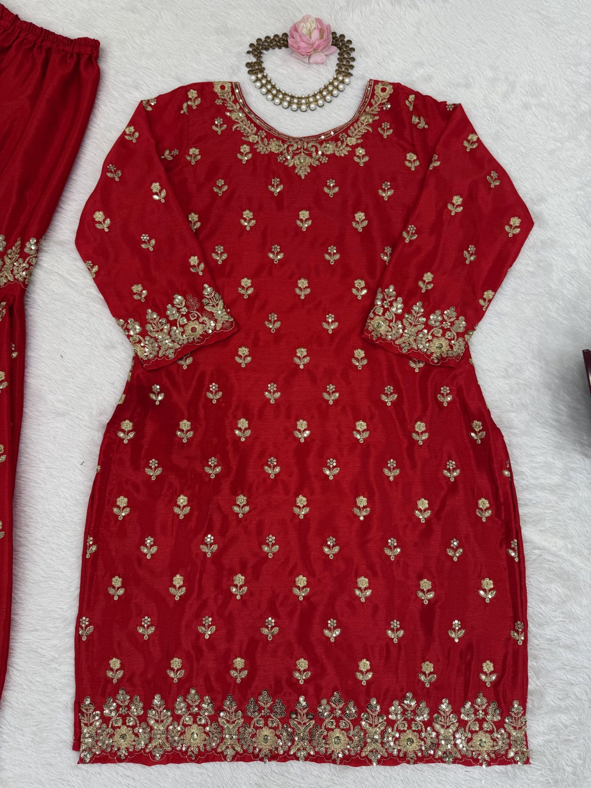 Royal Chinon Silk Embroidered Sharara Set - Image 11