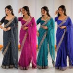 Bandhani Print Faux Georgette Designer Saree
