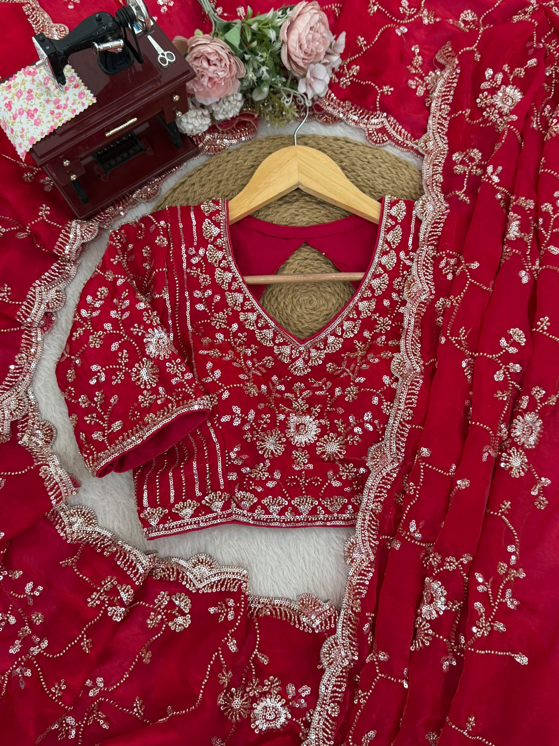 Beads & Sequins Fendi Silk Designer Saree - Image 14