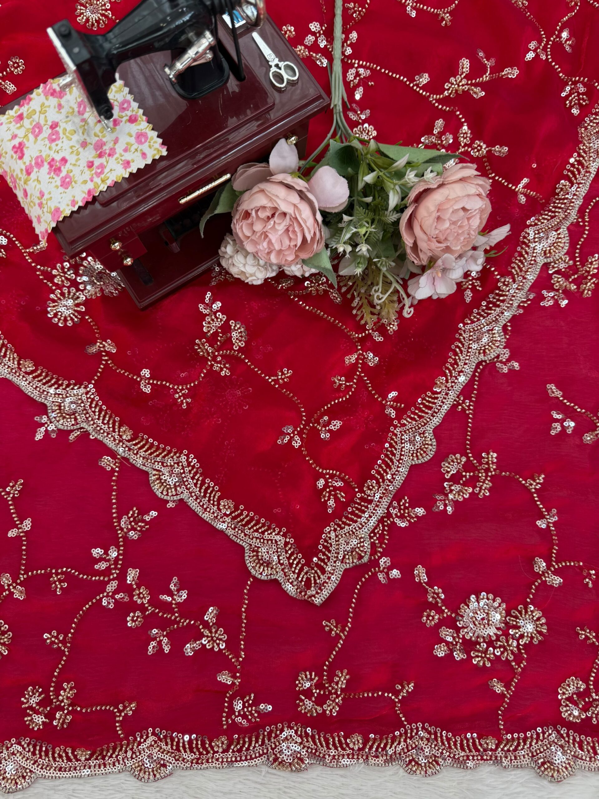 Beads & Sequins Fendi Silk Designer Saree - Image 13
