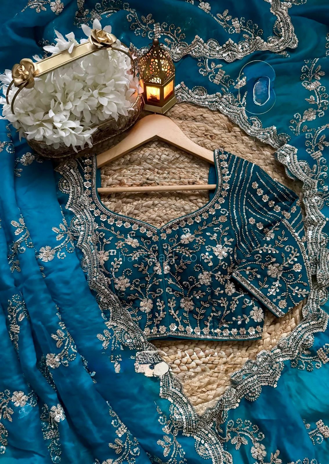 Beads & Sequins Fendi Silk Designer Saree - Image 23
