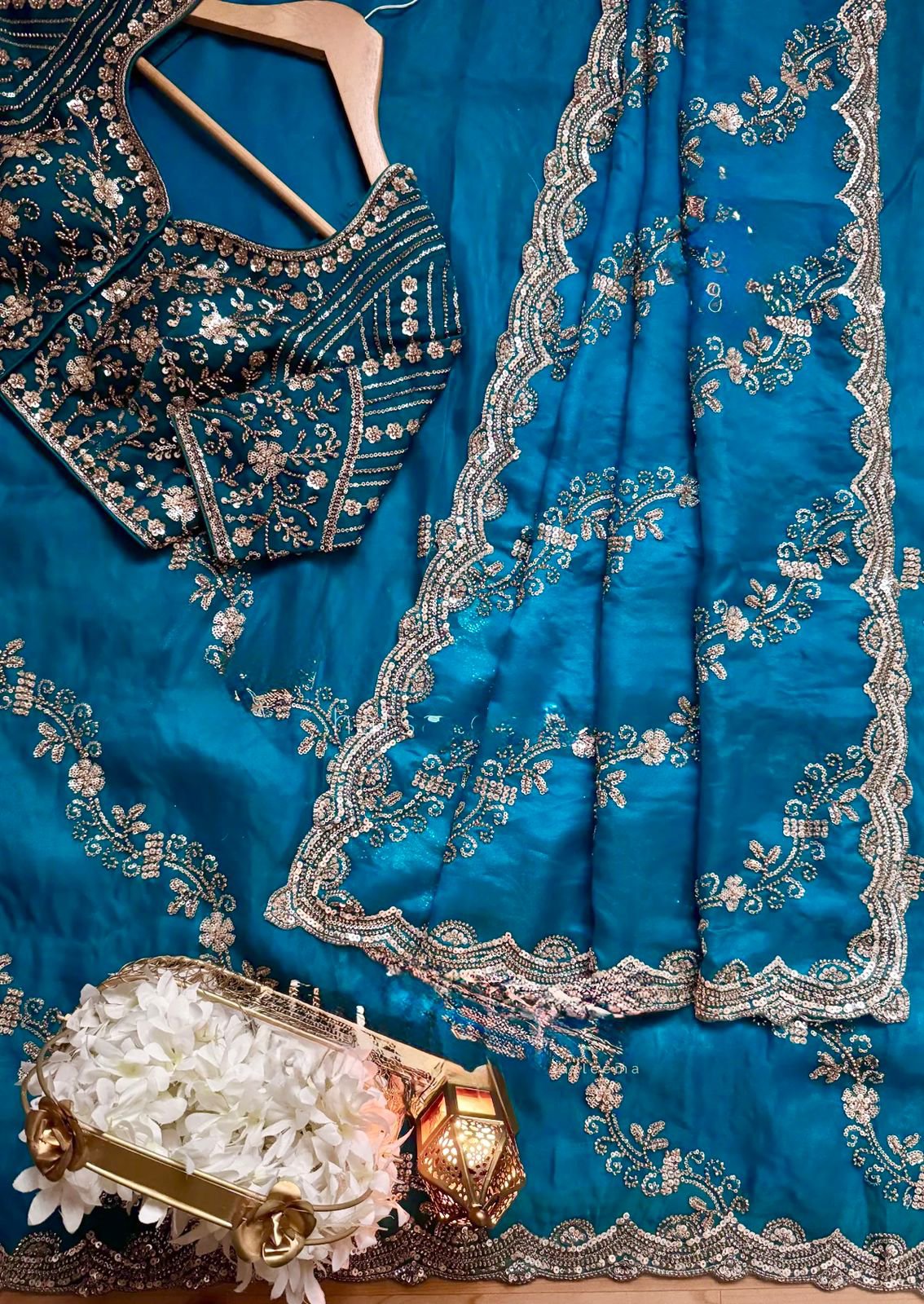 Beads & Sequins Fendi Silk Designer Saree - Image 21