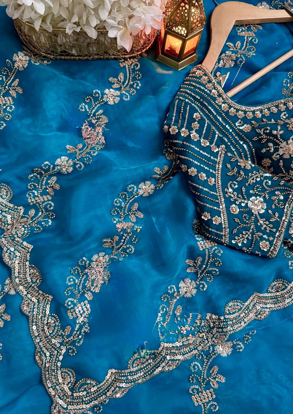 Beads & Sequins Fendi Silk Designer Saree - Image 22