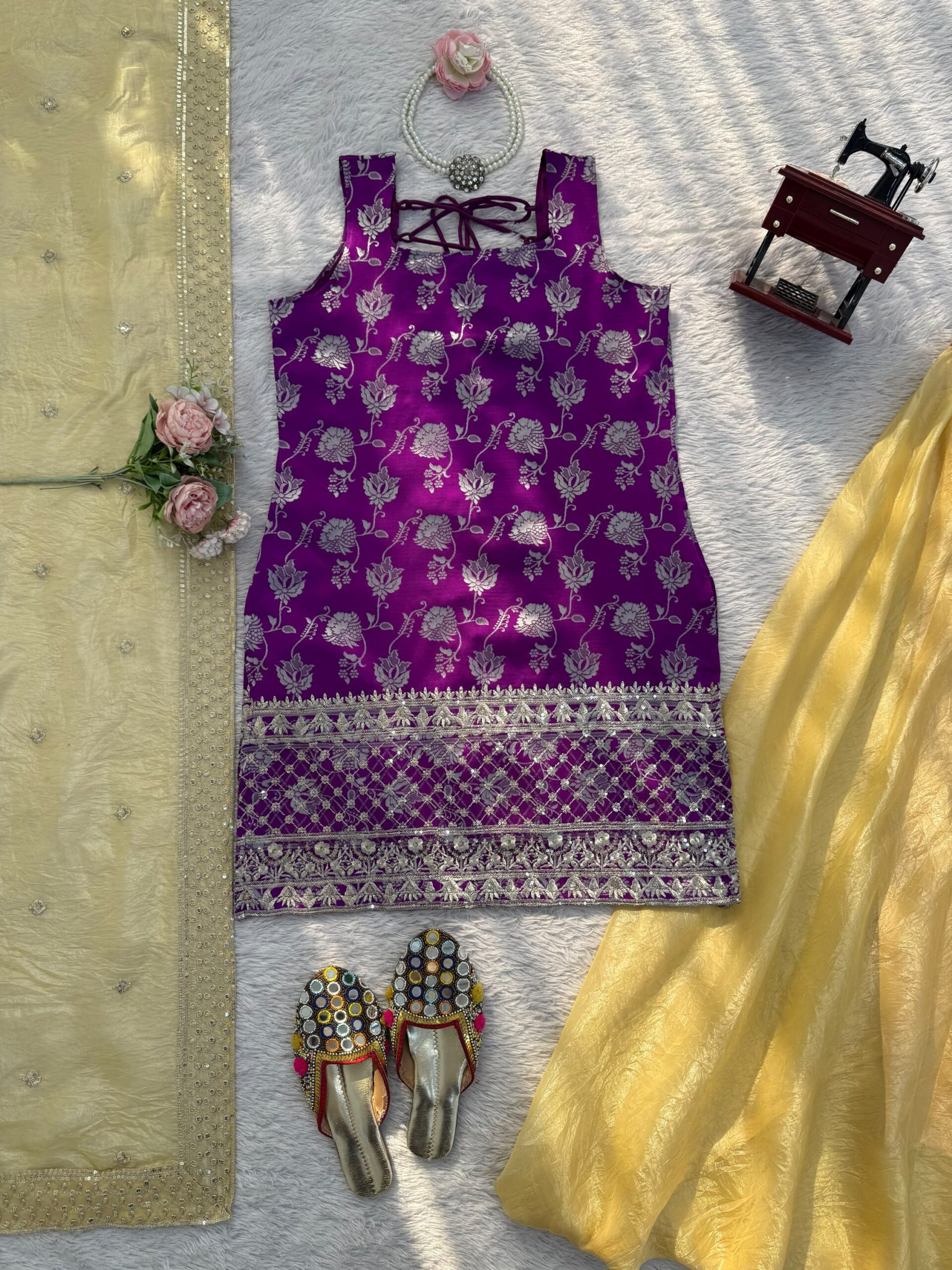 Thread and Sequins Suit Set - Image 14