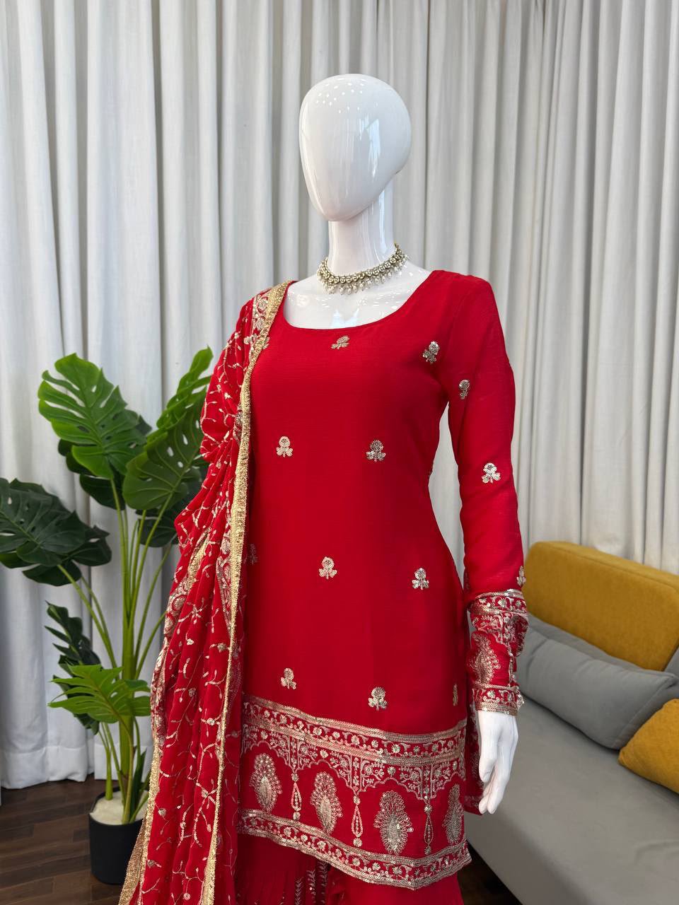 Chinon Silk Thread & Sequins Sharara Set - Image 3