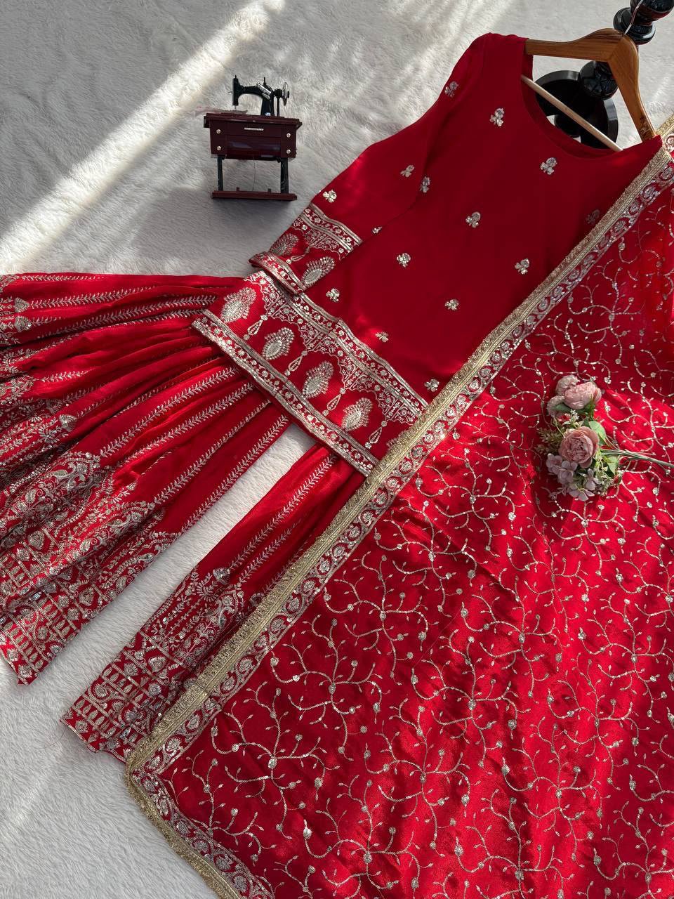 Chinon Silk Thread & Sequins Sharara Set - Image 6