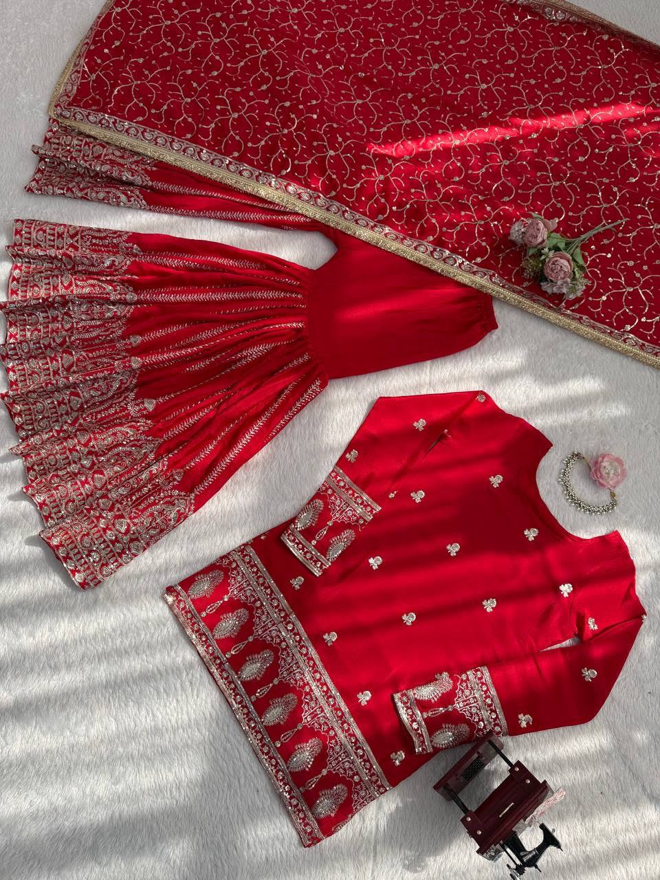 Chinon Silk Thread & Sequins Sharara Set - Image 10