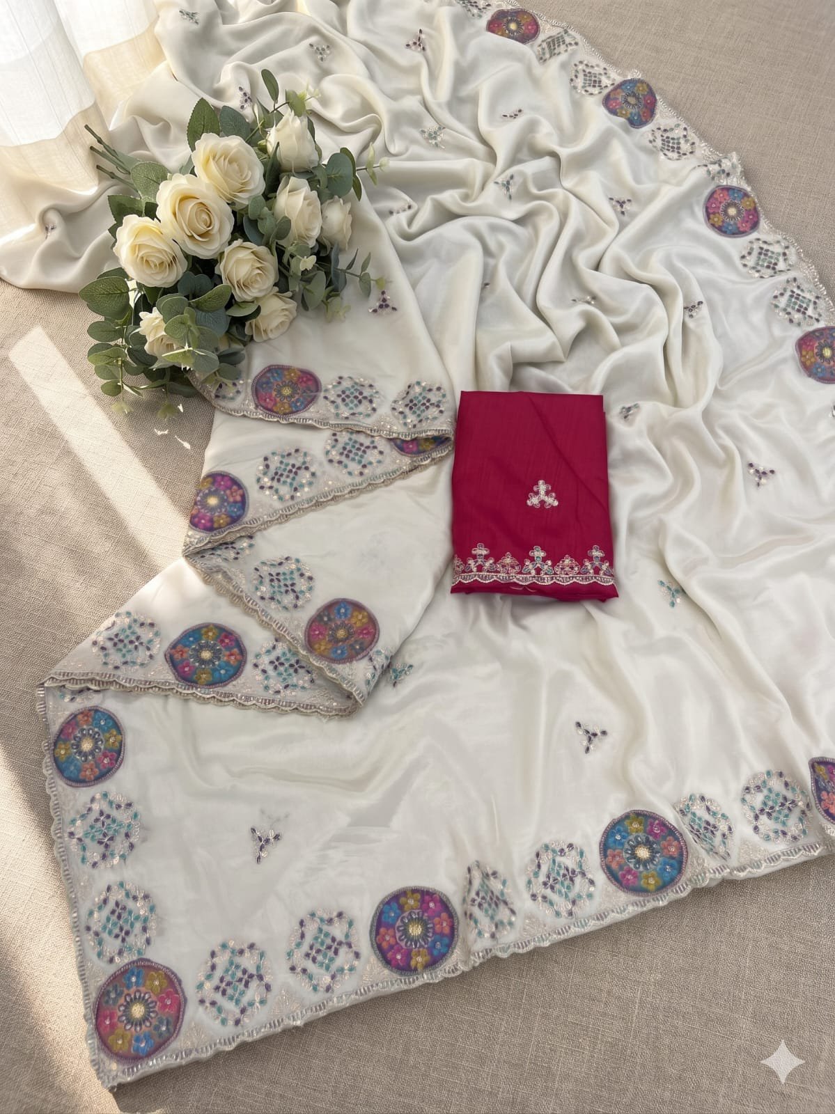 Ruksha – Rich Look Embroidered Silk Saree - Image 4