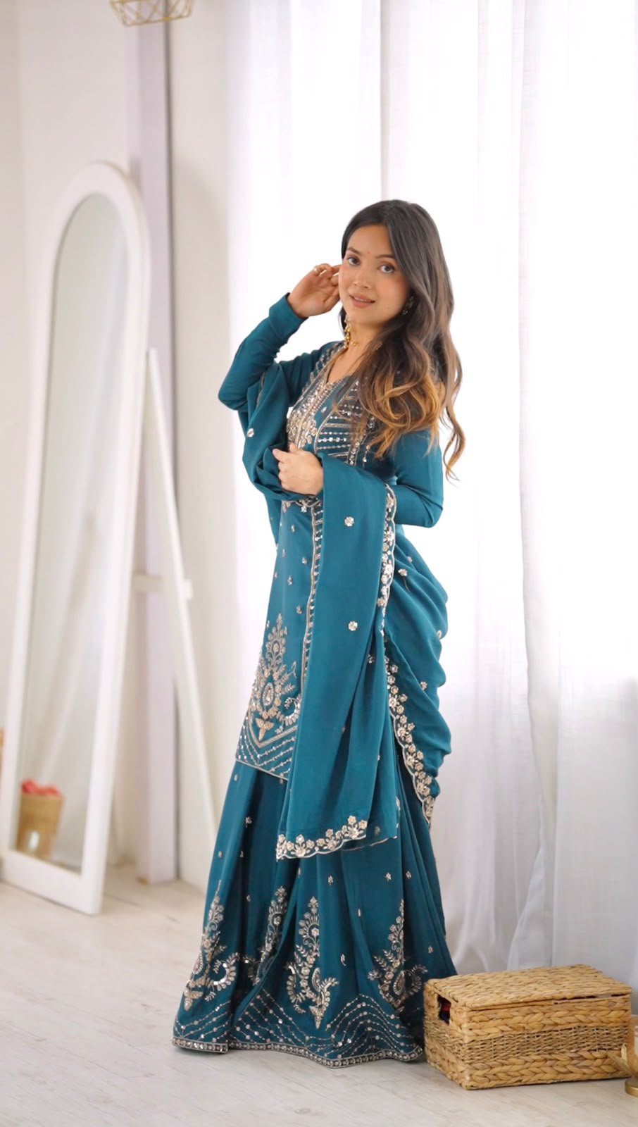 Premium Chinon Silk Cut Dana Palazzo Suit Set - Image 7