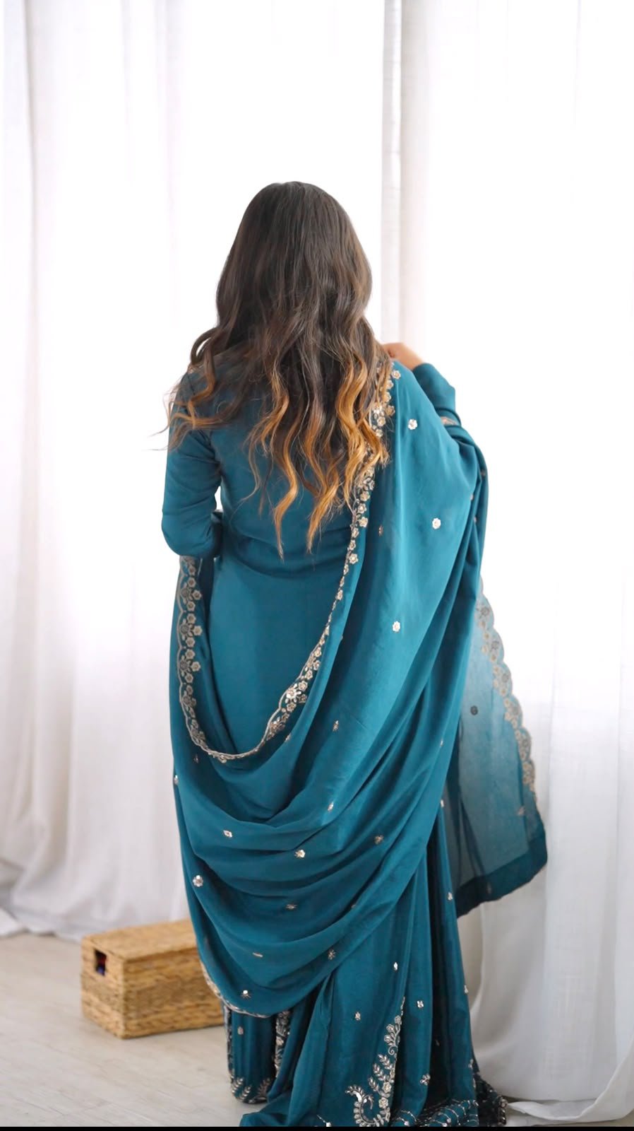 Premium Chinon Silk Cut Dana Palazzo Suit Set